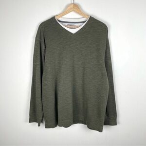 y2k Mens Green Rib Knit Long Sleeve Shirt Size XL Skater Grunge